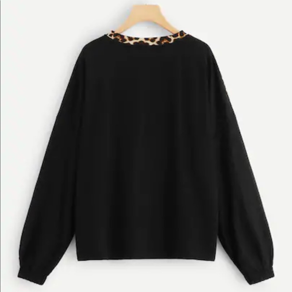Color Block Leopard Print Pullover - Picture 4 of 6